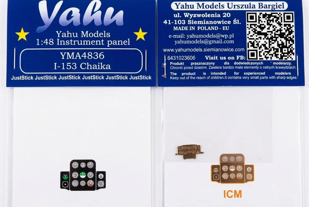 Barevný fotolept přístrojové desky Yahu Models YMA4836 1/48 pro Polikarpov I-153