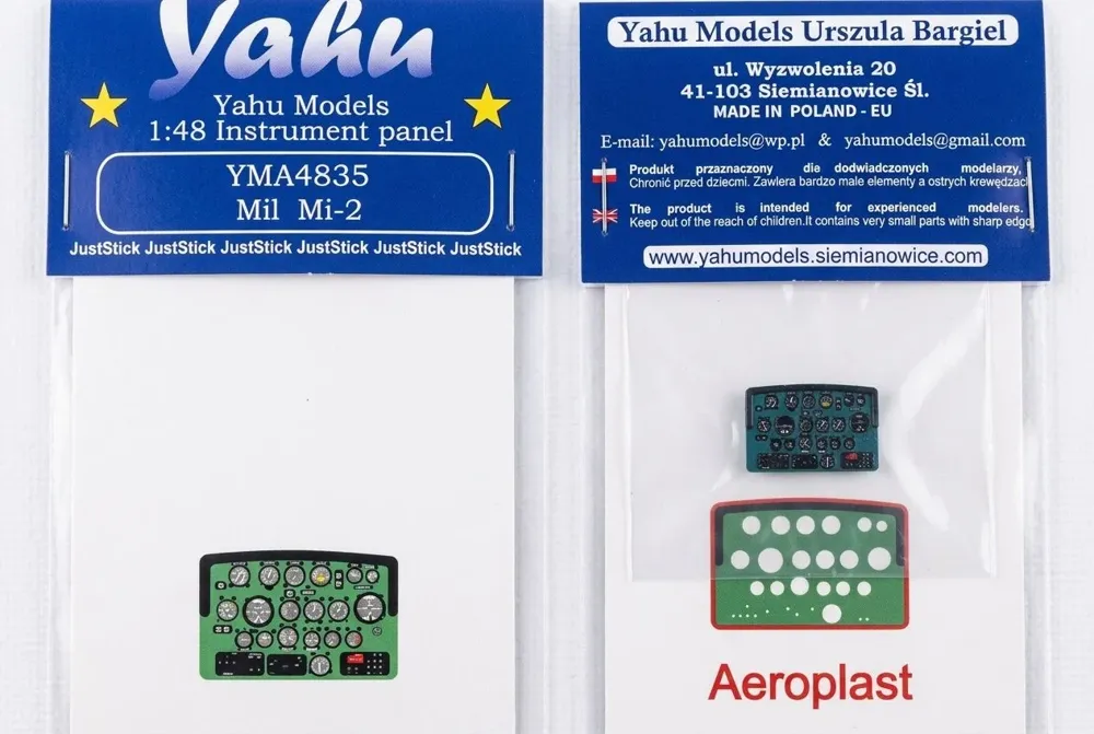 Barevné leptané přístrojové panely Yahu Models YMA4835 pro Mil Mi-2 v měřítku 1/48