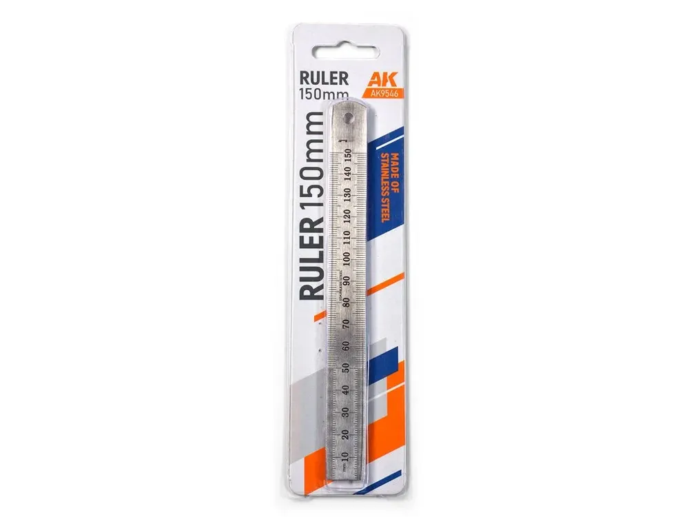 Modelářské pravítko z nerezové oceli AK Interactive Tools AK9546 o délce 150 mm
