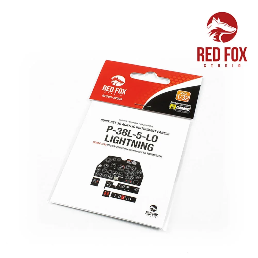 Red Fox Studio Quick Set 3D přístrojové panely 1/32 P-38L-5-LO Lightning pro Trumpeter