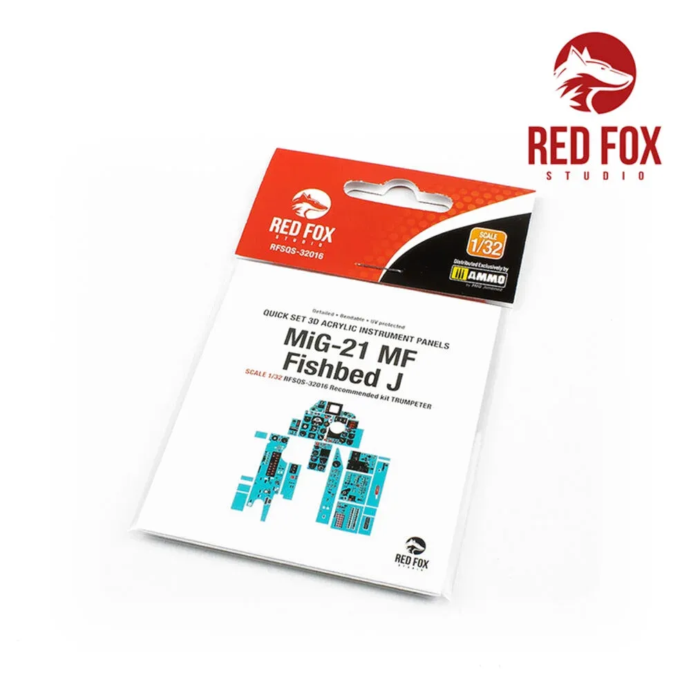 Sada 3D přístrojových panelů Red Fox Studio RFSQS-32016 pro MiG-21MF Fishbed-J v měřítku 1/32