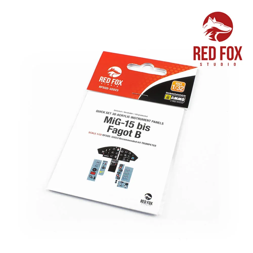 Red Fox Studio Quick Set RFSQS-32023 3D panely přístrojové desky MiG-15bis Fagot B v měřítku 1/32