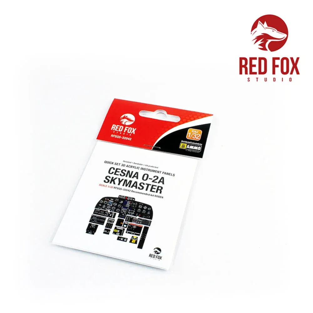 Sada 3D přístrojových panelů Red Fox Studio Quick Set RFSQS-32042 pro Cessnu O-2A Skymaster 1/32
