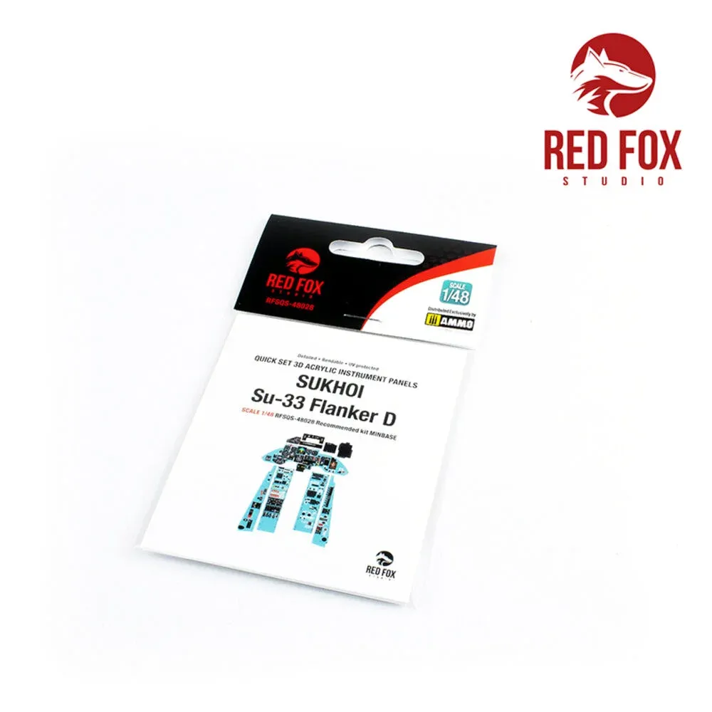 Sada 3D přístrojových panelů Red Fox Studio Quick Set RFSQS-48028 pro Su-33 Flanker D v měřítku 1/48