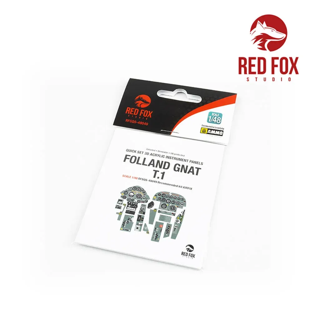 Set 3D přístrojových panelů Red Fox Studio Quick Set 1/48 pro Folland Gnat T.1 (Airfix)