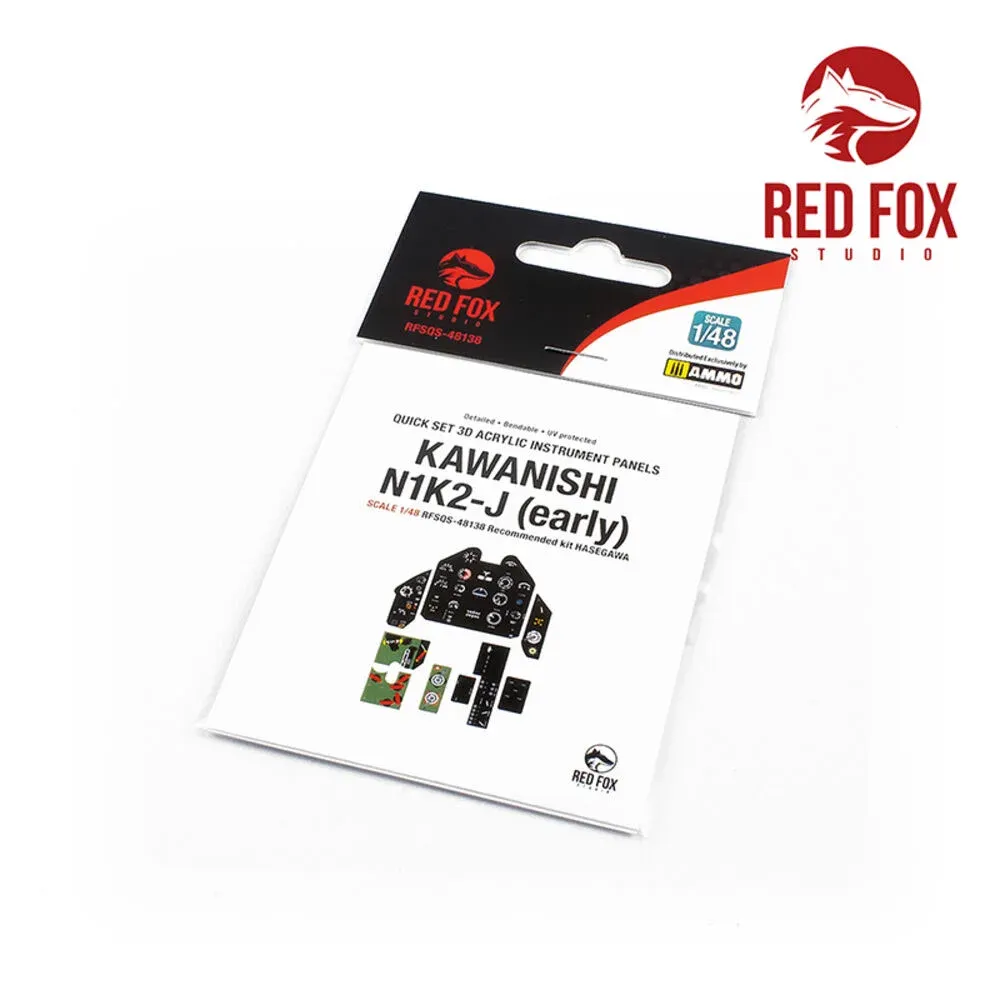 3D přístrojové panely Red Fox Studio 1/48 Kawanishi N1K2-J (early) pro stavebnici Hasegawa