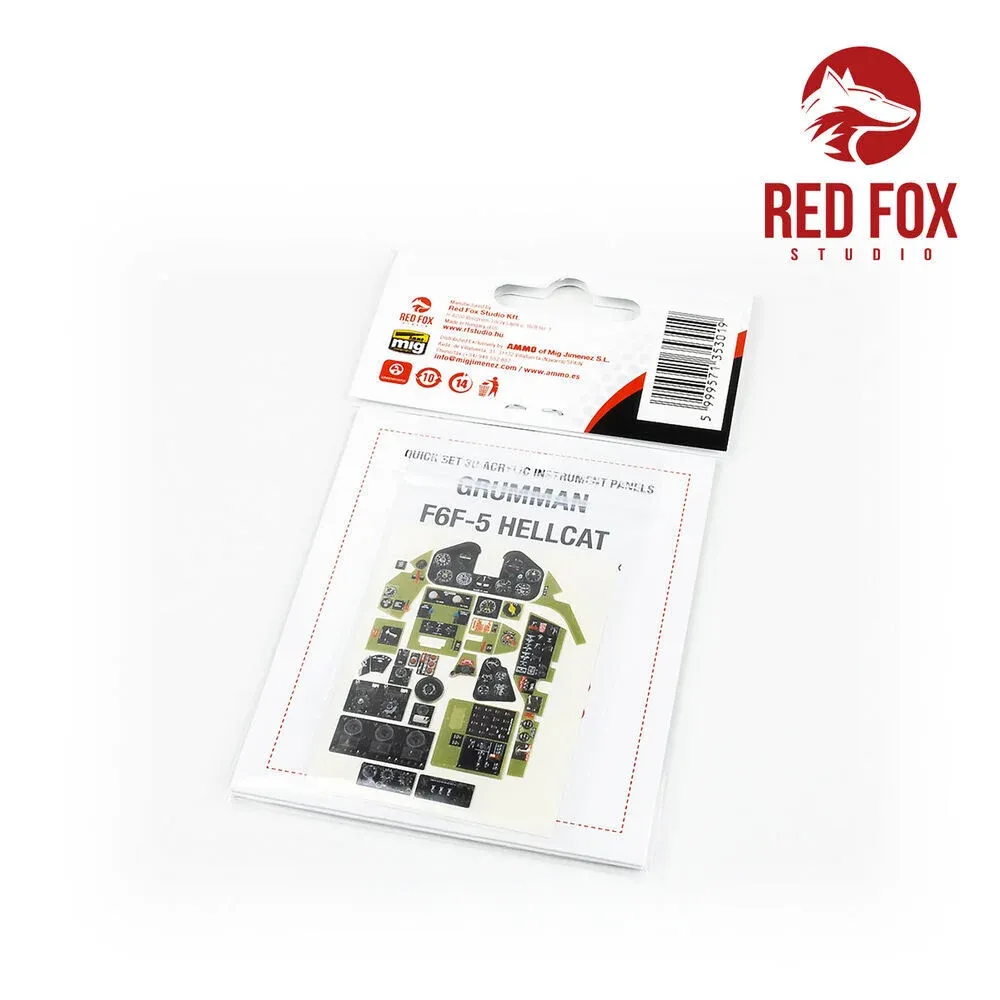 3D přístrojové panely Red Fox Studio Quick Set RFSQS-24002 pro Grumman F6F-5 Hellcat 1/24