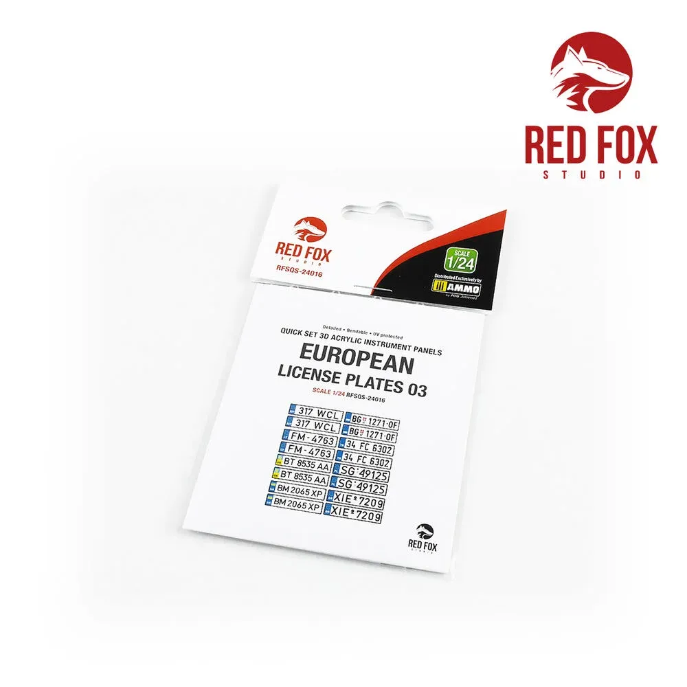 Sada Red Fox Studio RFSQS-24016 evropské registrační značky vol.03 v měřítku 1/24