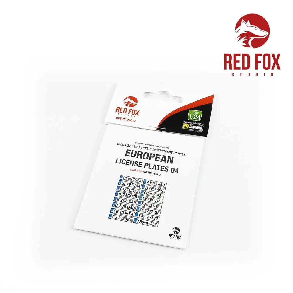 Sada evropských registračních značek Red Fox Studio RFSQS-24017 vol.04 v měřítku 1/24 pro modely aut
