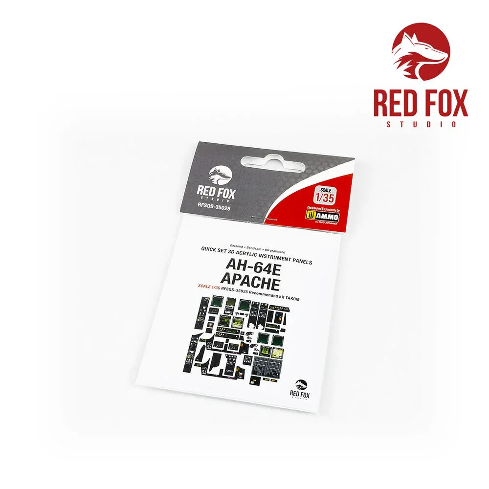 3D přístrojové panely Red Fox Studio Quick Set RFSQS-35025 pro AH-64E Apache v měřítku 1/35