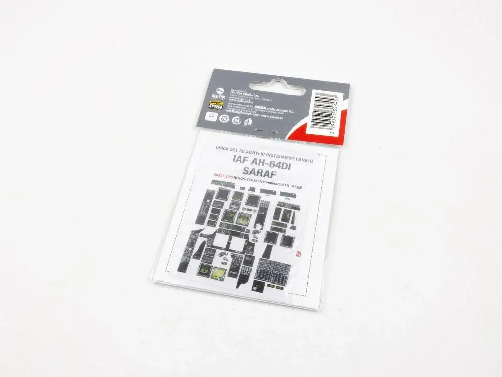 3D přístrojové panely Red Fox Studio Quick Set RFSQS-35026 pro AH-64Di SARAF v měřítku 1/35