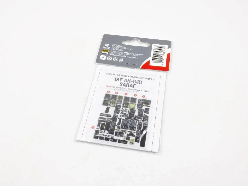 Red Fox Studio Quick Set RFSQS-35027 3D přístrojové panely AH-64Di SARAF 1/35 pro Meng