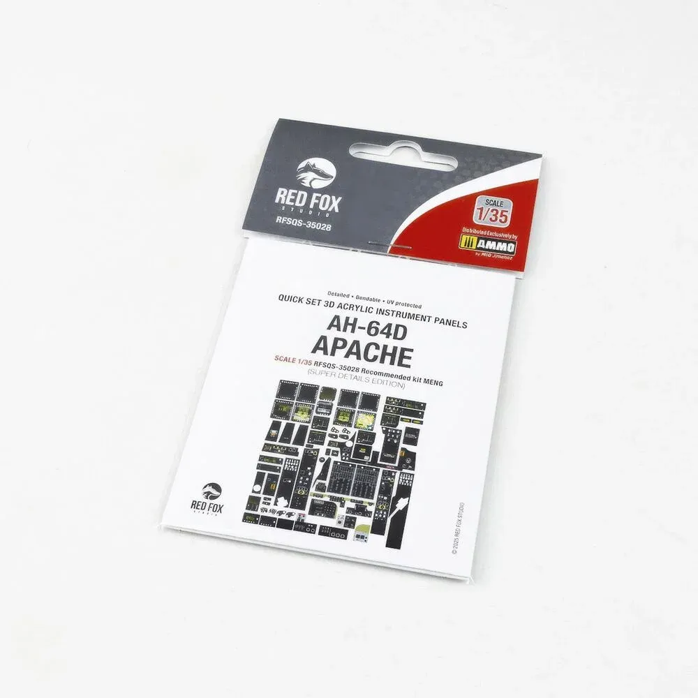 Red Fox Studio Quick Set RFSQS-35028 3D panely přístrojové desky AH-64D Apache 1/35