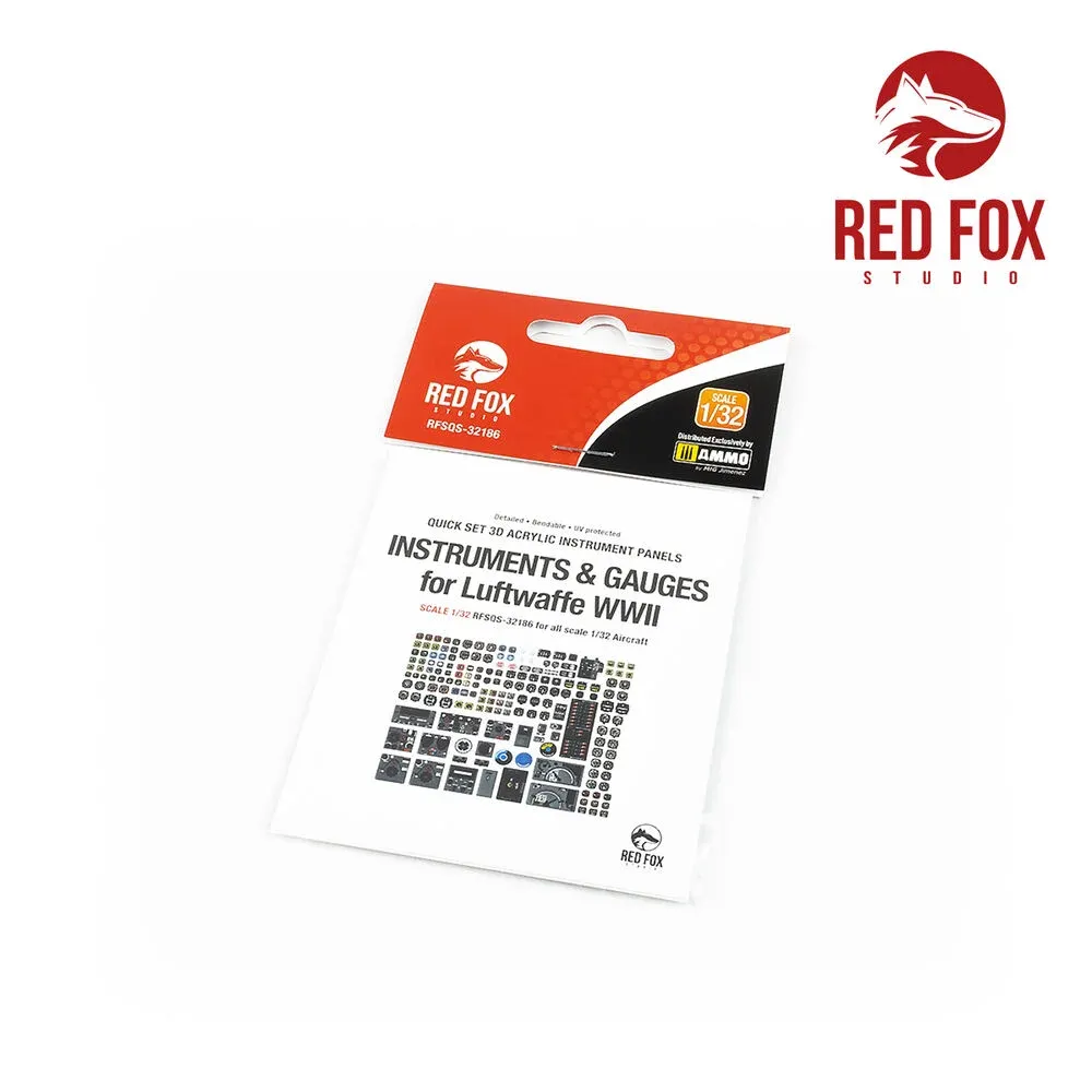 Sada 3D přístrojů a budíků Red Fox Studio Quick Set 3D RFSQS-32186 pro Luftwaffe v měřítku 1/32