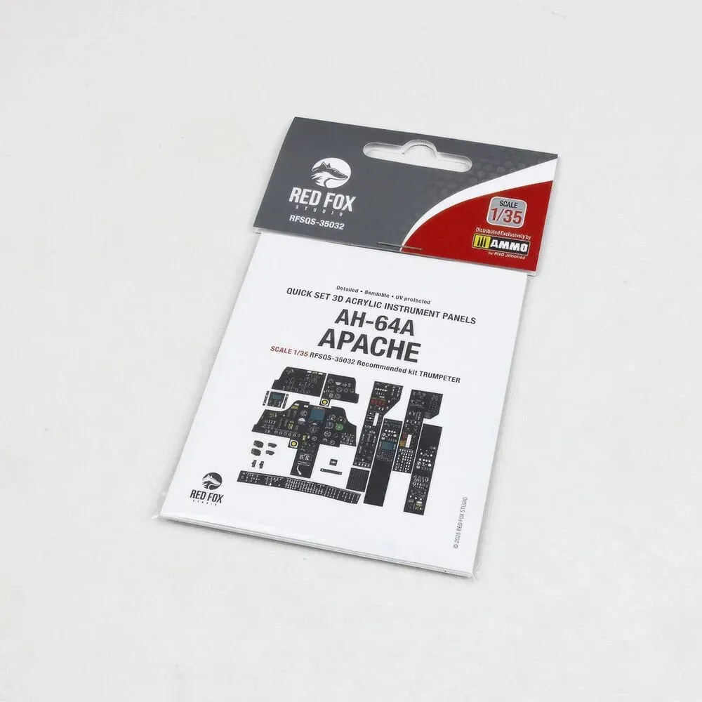 Set 3D přístrojových panelů Red Fox Studio RFSQS-35032 pro AH-64A Apache v měřítku 1/35