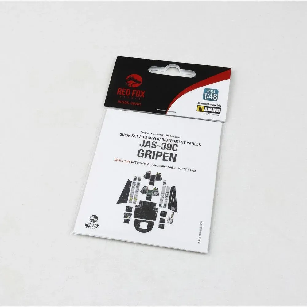 Red Fox Studio Quick Set RFSQS-48201 3D přístrojové panely pro JAS-39C Gripen v měřítku 1/48