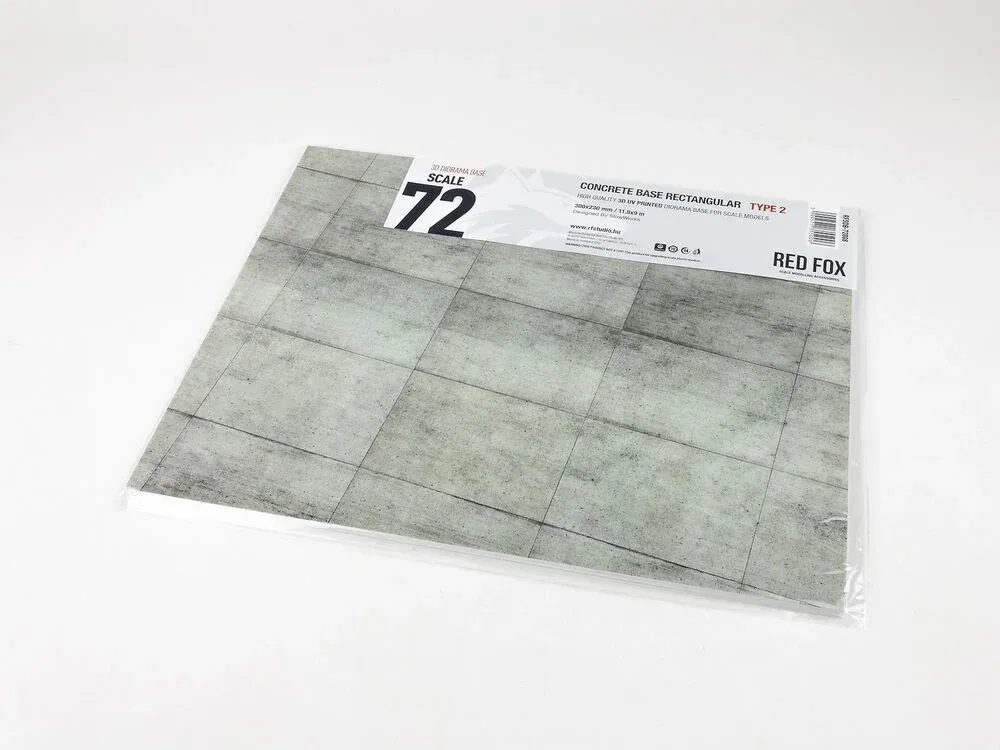 Podstavec Red Fox Studio RFSDB-72008 s betonovým 3D povrchem, měřítko 1/72, 300 × 230 mm