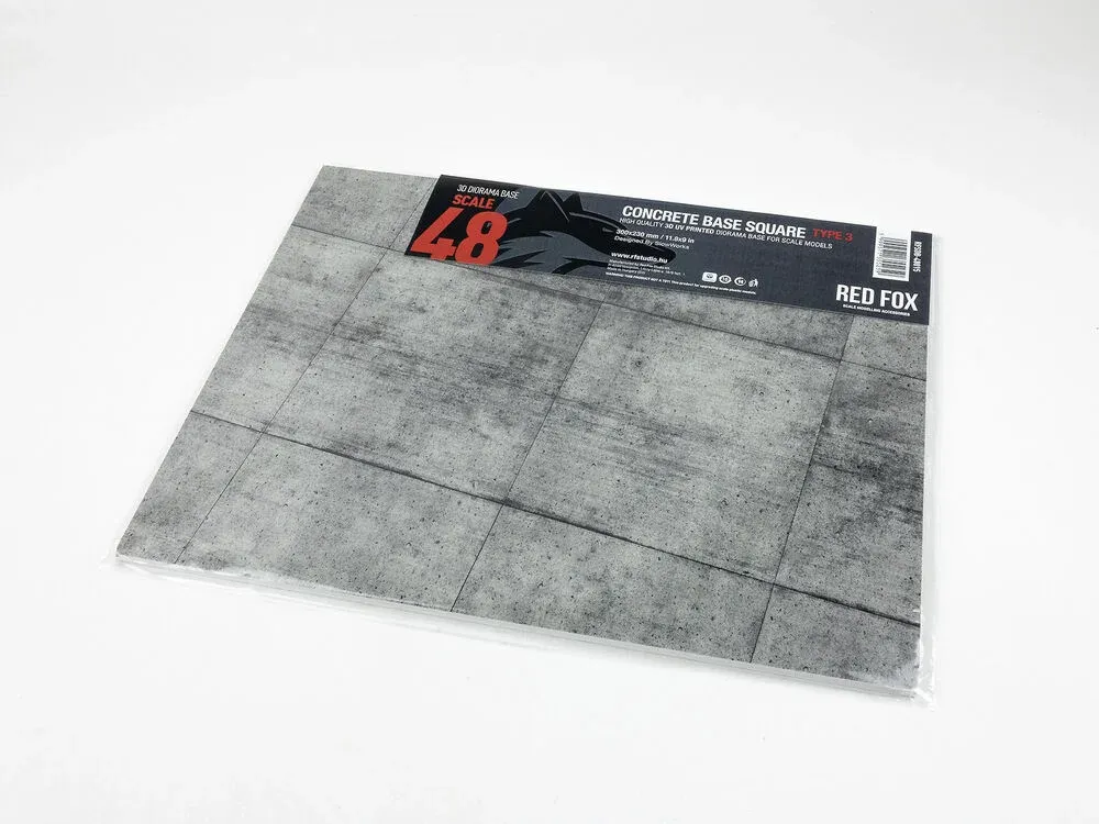 Dioramatický podstavec Red Fox Studio RFSDB-48015 1/48 s potiskem betonových panelů, 300 × 230 mm