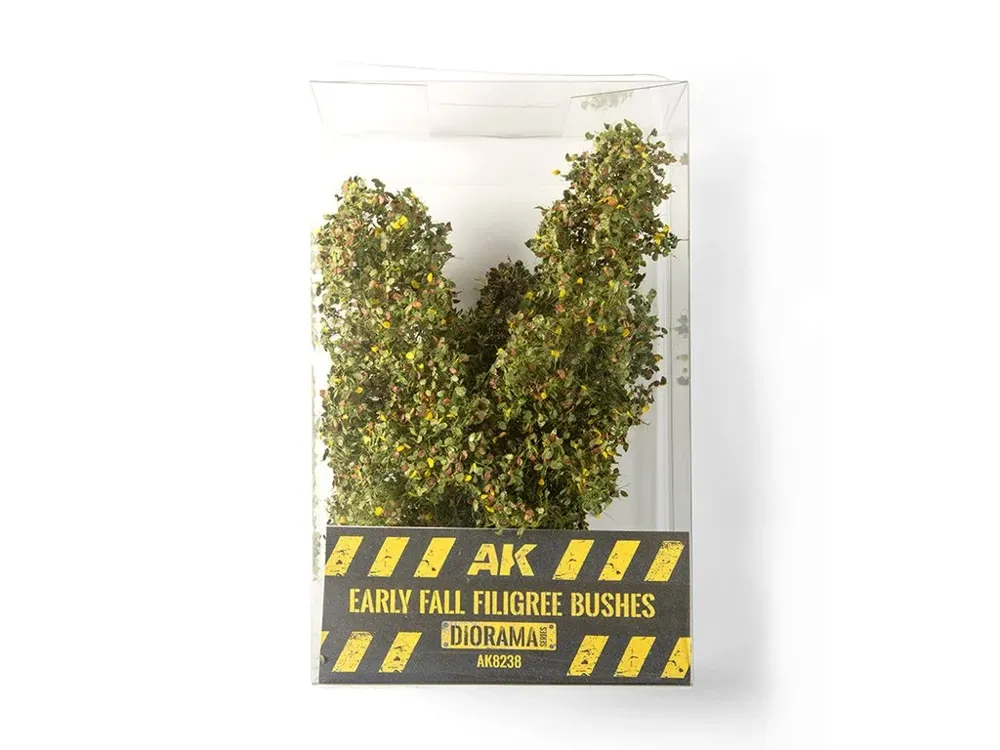 Blistr s filigránovými keříky AK Interactive AK8238 Shrubs, Bushes & Trees v barvách časného podzimu