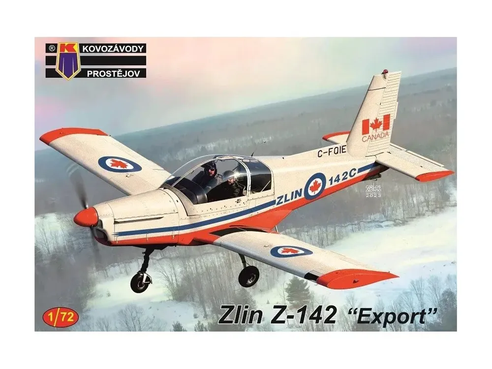Krabice plastikové stavebnice Kovozávody Prostějov 1/72 Zlín Z-142 Export