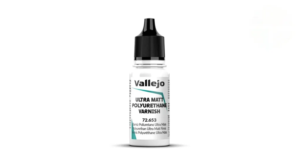 Lahvička ultra matného polyuretanového laku Vallejo Varnish 72653 Ultra Matt, 18 ml