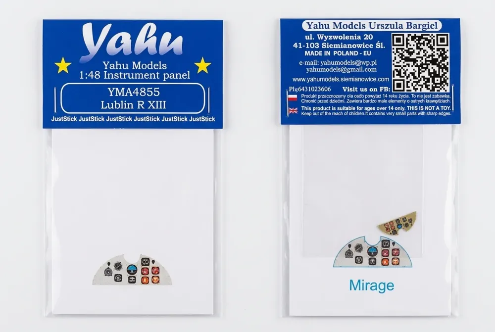 Barevný fotolept přístrojové desky Yahu Models YMA4855 Lublin R.XIII v měřítku 1/48