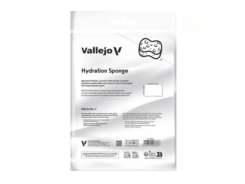 Balení náhradních hydratačních houbiček Vallejo Wet Palette B90002 220 x 140 mm, 2 ks