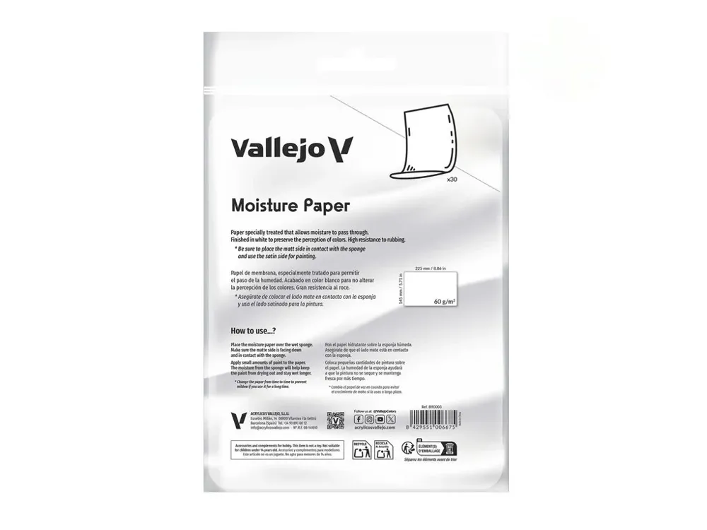 Balení náhradního papíru Vallejo Wet Palette B90003, 30 listů 225 x 145 mm pro vlhkou paletu