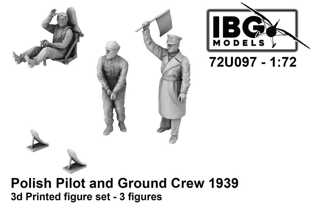 Sada figurek IBG Models 72U097 polský pilot a pozemní personál 1939 v měřítku 1/72