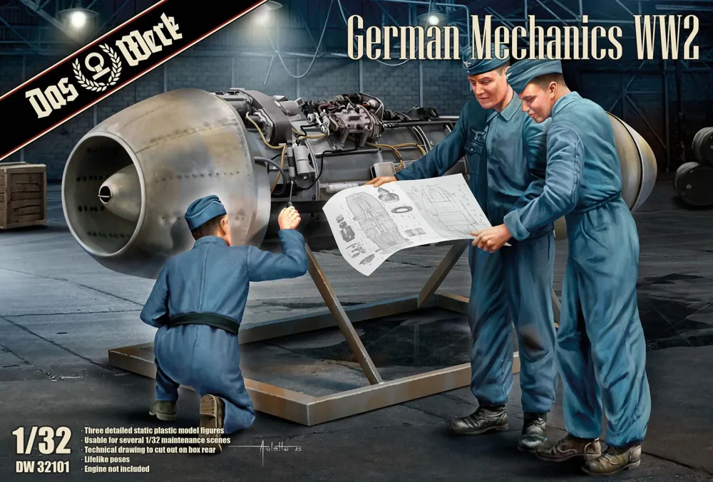 Krabice stavebnice Das Werk DW32101 němečtí letečtí mechanici 2. světové války v měřítku 1/32