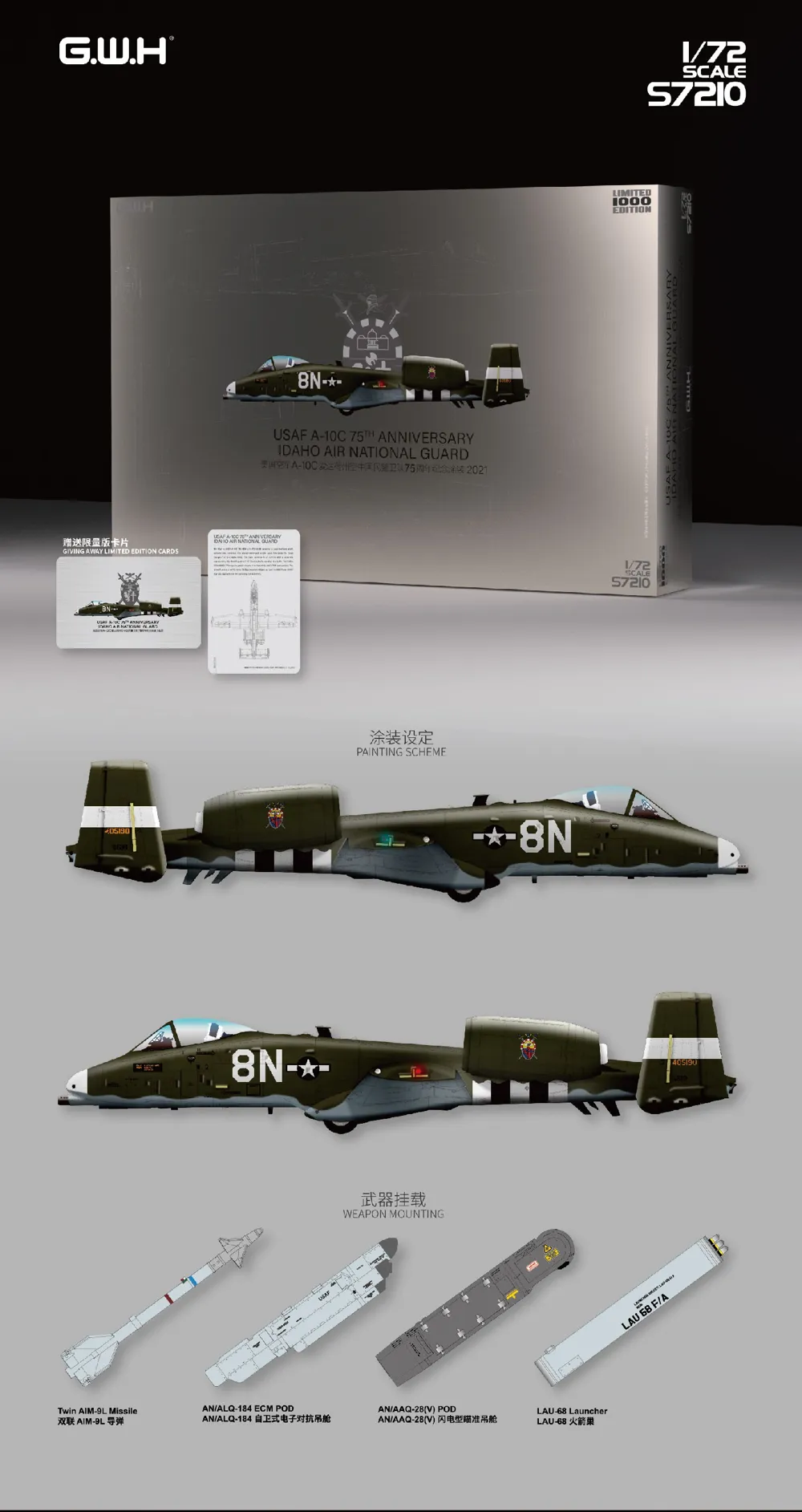 Krabice stavebnice Great Wall Hobby 1/72 A-10C Thunderbolt II Idaho Air National Guard 2021