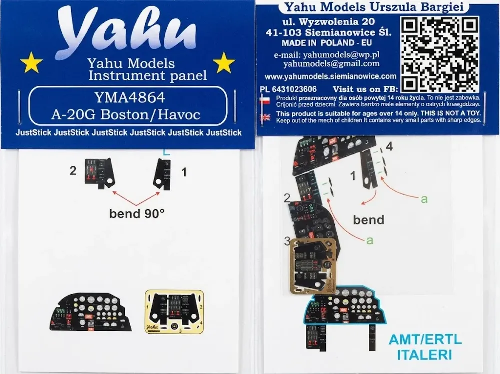 Předbarvená leptaná přístrojová deska Yahu Models YMA4864 A-20C Boston / Havoc II 1/48