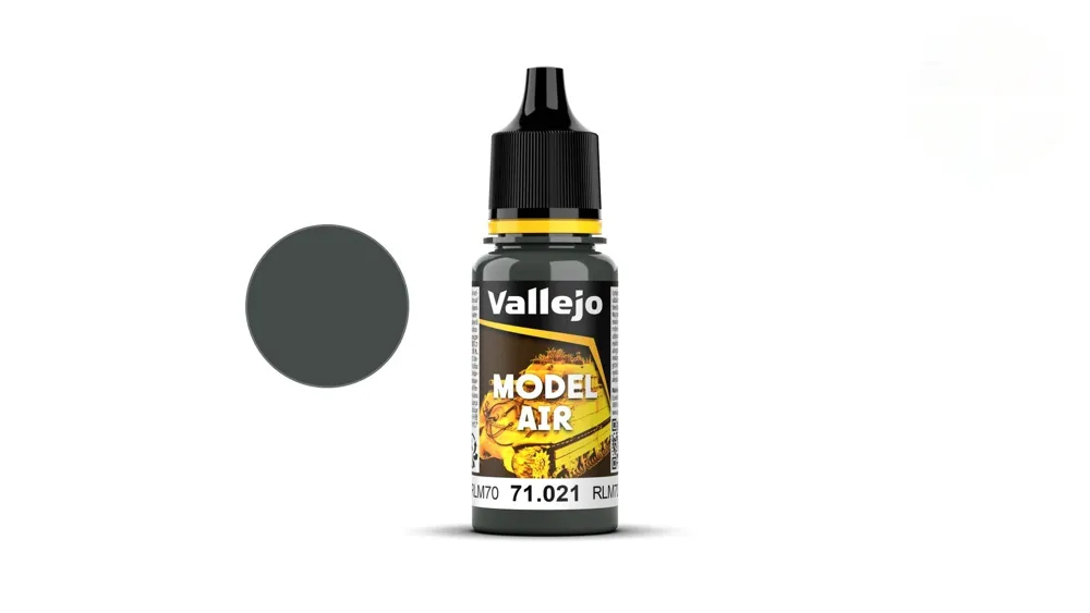 Kapátková lahvička akrylové barvy Vallejo Model Air 71021 černozelená RLM70, 18 ml