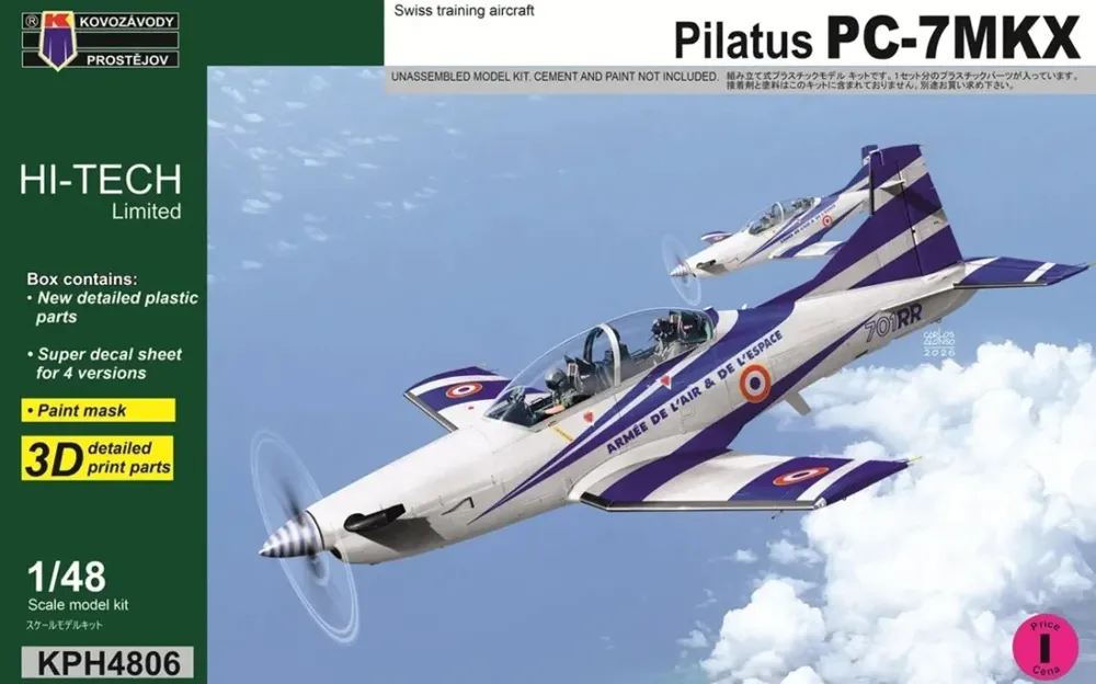 Krabice stavebnice Kovozávody Prostějov KPH4806 Pilatus PC-7 MkX Hi-Tech v měřítku 1/48