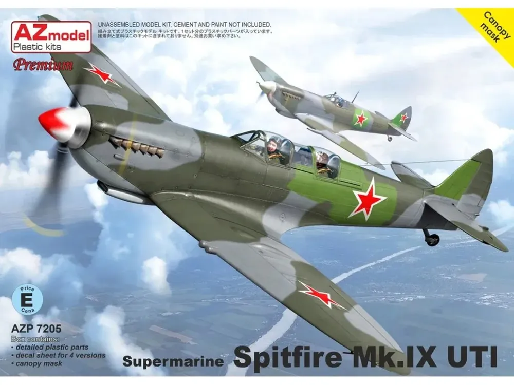 Krabice plastikové stavebnice AZ Model 1/72 Spitfire Mk.IX UTI, edice Premium