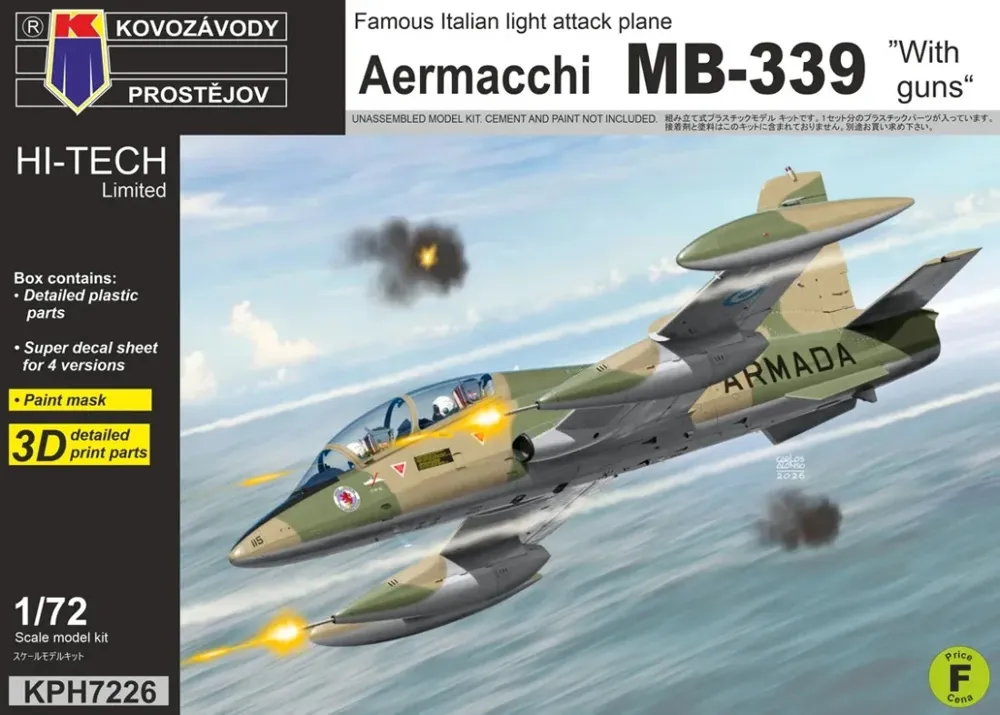 Krabice stavebnice Kovozávody Prostějov KPH7226 Aermacchi MB-339 Hi-Tech v měřítku 1/72