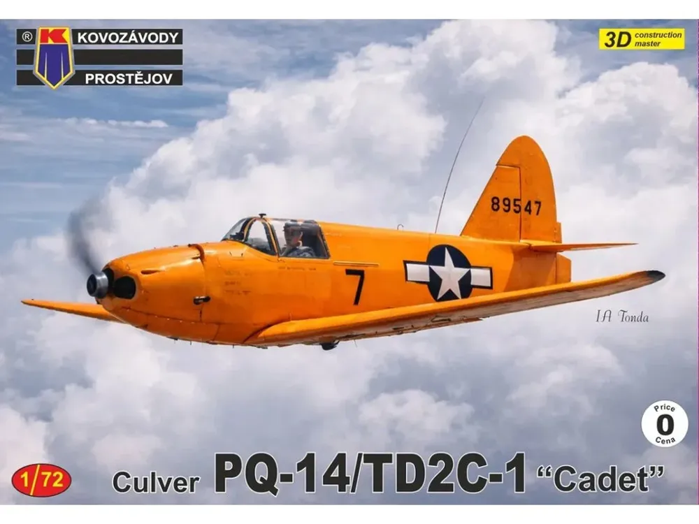 Krabice plastikové stavebnice Kovozávody Prostějov KPM0544 Culver PQ-14/TD2C-1 Cadet v měřítku 1/72