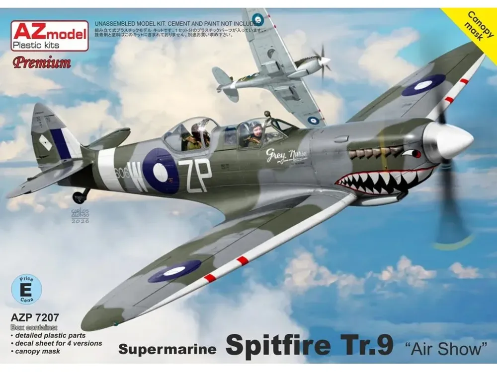 Krabice plastikové stavebnice AZ Model 1/72 Spitfire Tr.9 Air Show, kód AZP7207