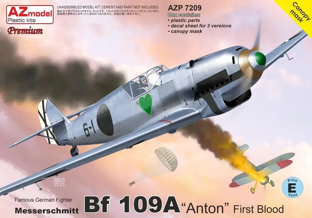 Krabice stavebnice AZ Model 1/72 Messerschmitt Bf 109A „Anton" First Blood, kód AZP7209