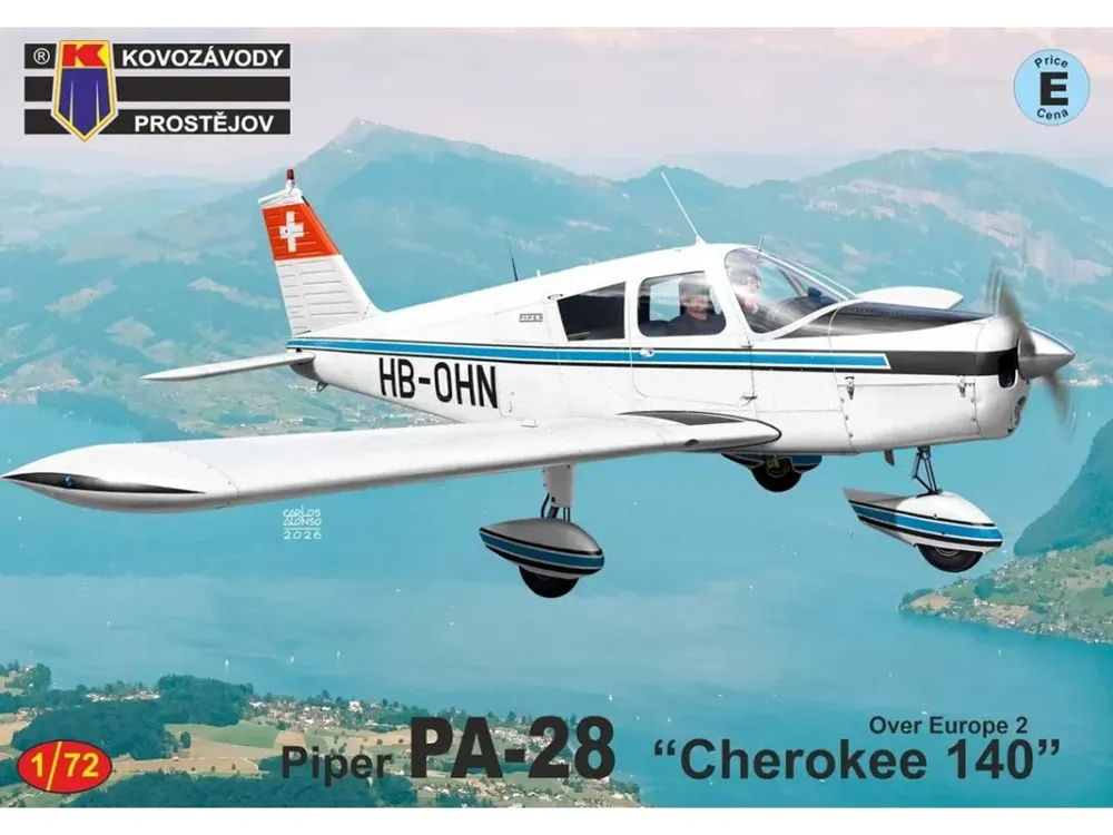 Krabice plastikové stavebnice Kovozávody Prostějov KPM0547 Piper PA-28 Cherokee 140 v měřítku 1/72