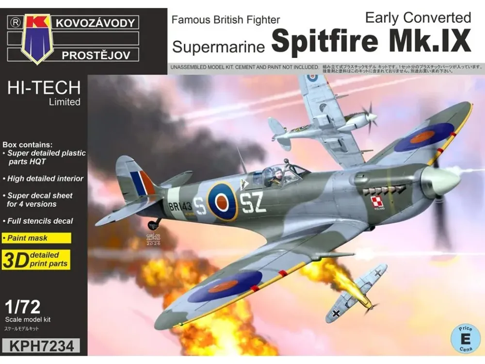 Stavebnice Kovozávody Prostějov 1/72 Supermarine Spitfire Mk.IX Early Converted Hi-Tech