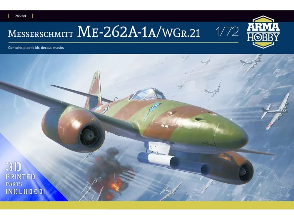 Krabice stavebnice Arma Hobby 70084 Messerschmitt Me 262 A-1a/WGr.21 v měřítku 1/72