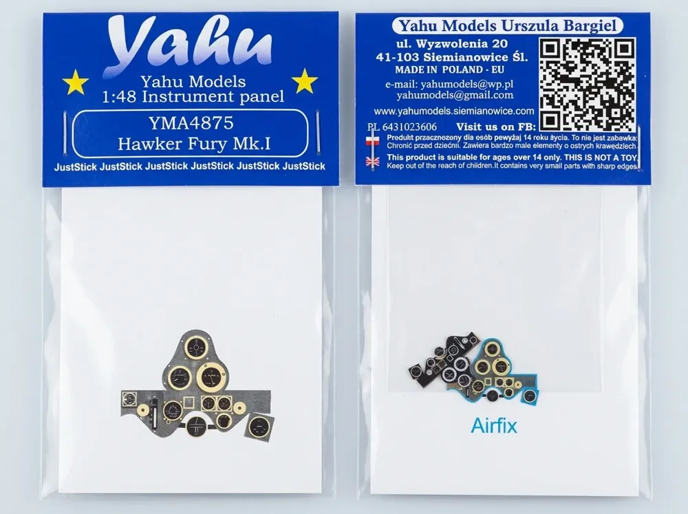 Fotolept Yahu Models YMA4875 — barevná přístrojová deska Hawker Fury Mk.I v měřítku 1/48