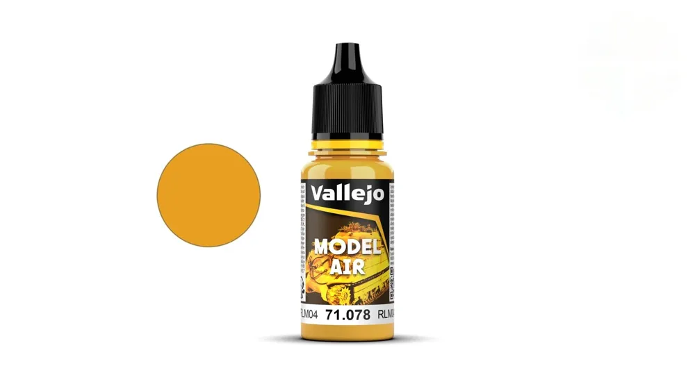 Lahvička akrylové barvy Vallejo Model Air 71078 žlutá RLM04, 18 ml