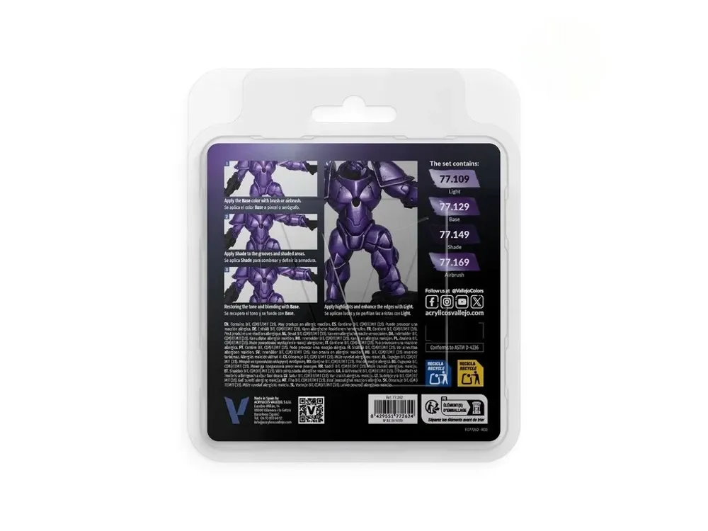 Sada metalických barev Vallejo True Metallic Metal 77262 Celestial Violet, 4 lahvičky