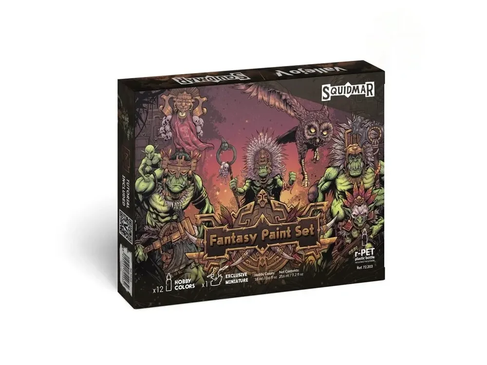 Sada Vallejo Game Color 72203 Fantasy Paint Set by Squidmar Miniatures – 12 barev a figurka