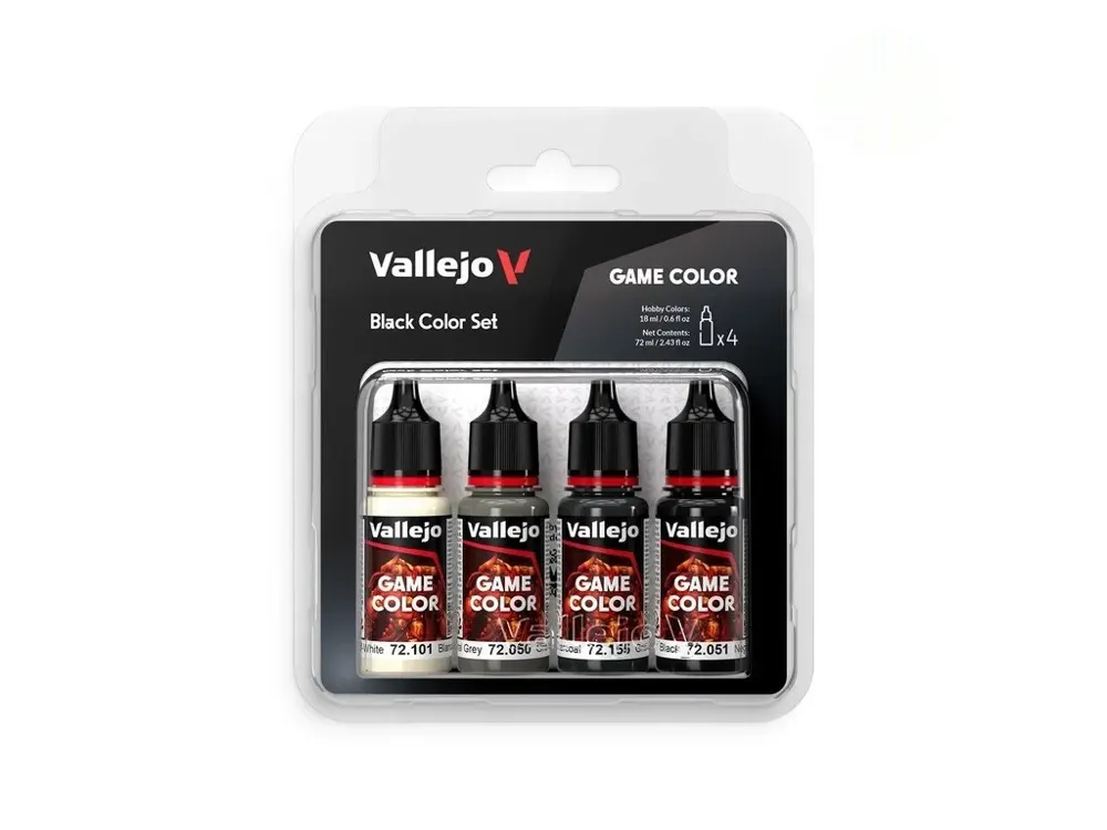 Sada akrylových barev Vallejo Game Color 72393 Black Color Set, 4 lahvičky po 18 ml