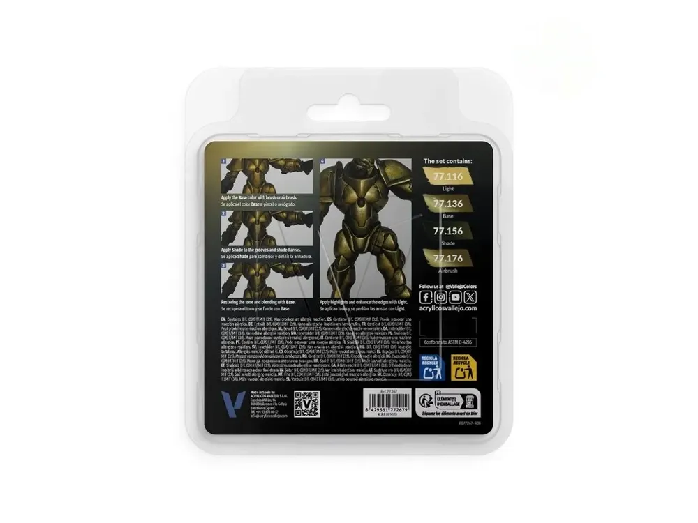 Set čtyř lahviček Vallejo True Metallic Metal 77267 zelenavé zlato Greenish Gold