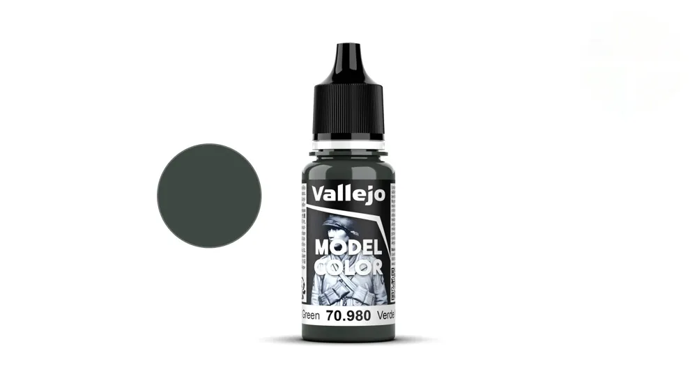 Kapátková lahvička akrylové barvy Vallejo Model Color 70980 černozelená matná 18 ml