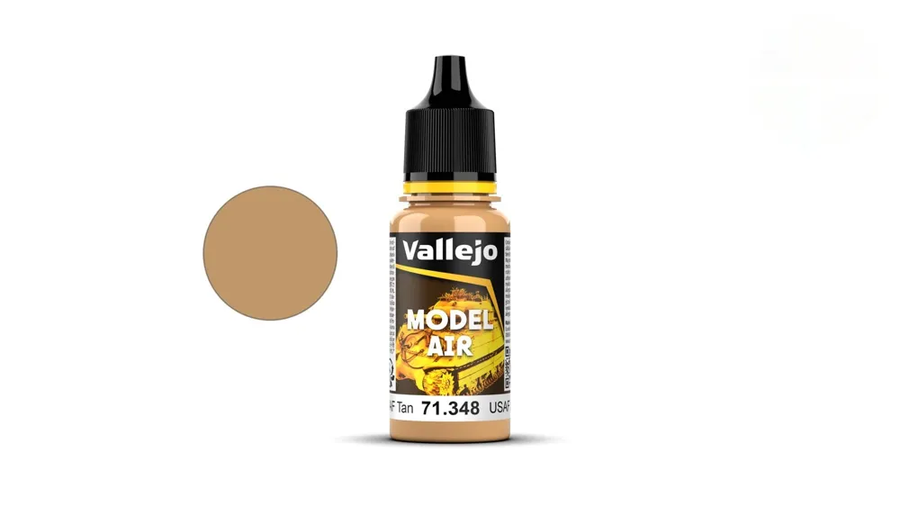 Lahvička akrylové barvy Vallejo Model Air 71348 písková USAF (USAF Tan) 18 ml